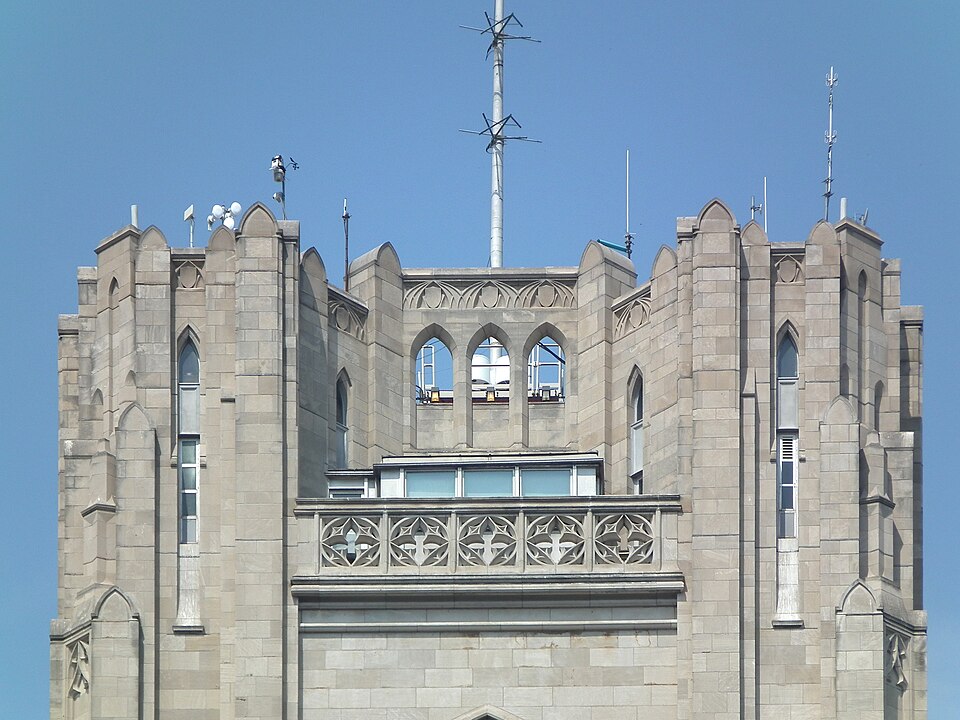 The very top of the Cathedral of Learning